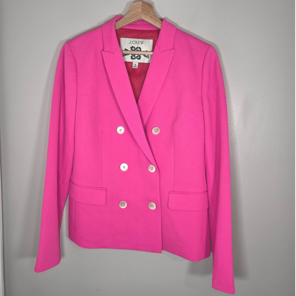 J.Crew Pink Double Breasted Blazer Women's 8 Tailored Statement Jacket